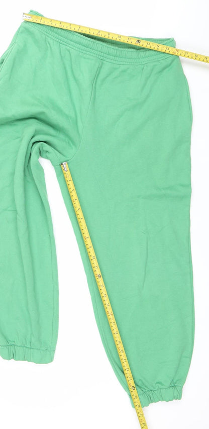 H&M Women's Green Sweatpants Trousers M Regular Fit Cotton Blend
