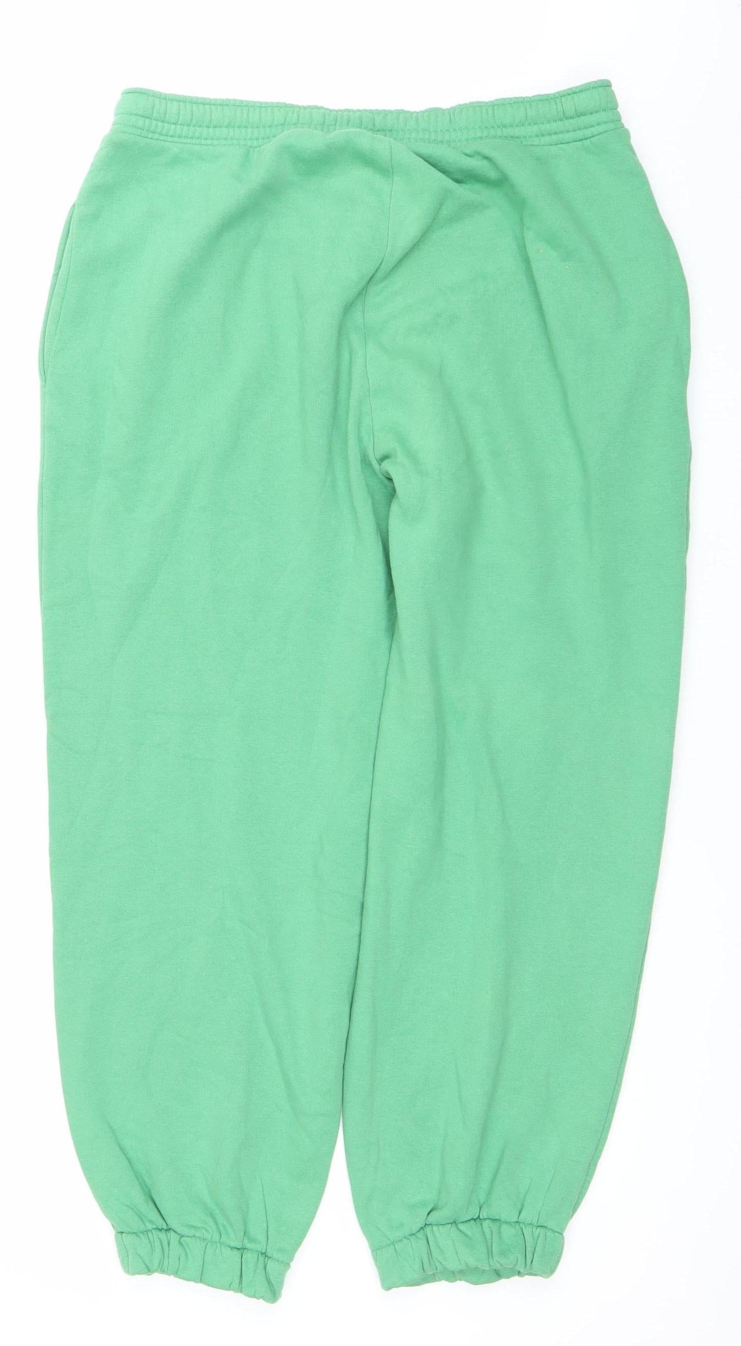 H&M Women's Green Sweatpants Trousers M Regular Fit Cotton Blend
