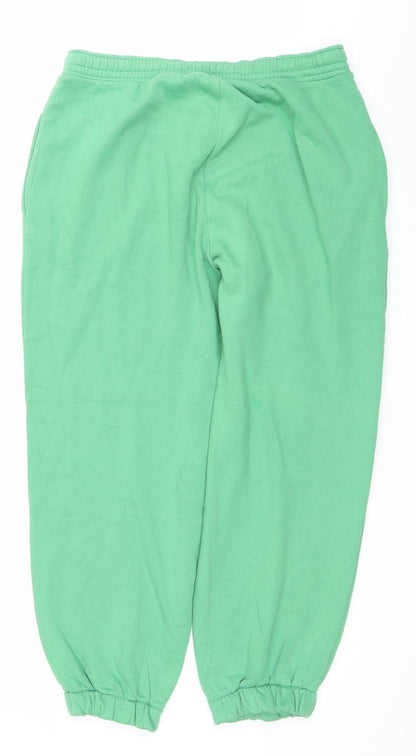 H&M Women's Green Sweatpants Trousers M Regular Fit Cotton Blend