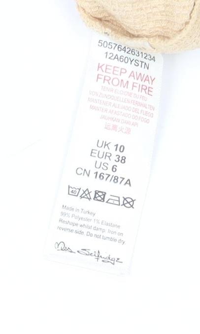 Miss Selfridge Women Beige Size 10 Cropped Puff Sleeve Square Neck Blouse Top