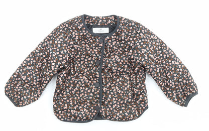 H&M Girls Multicoloured Floral Quilted Jacket Size 3 Years Padded