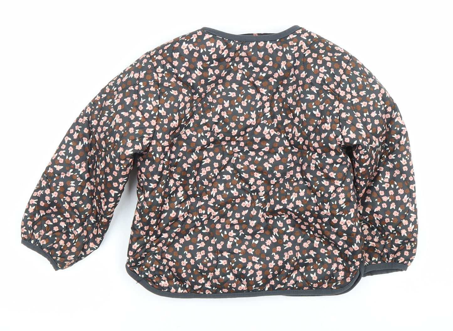 H&M Girls Multicoloured Floral Quilted Jacket Size 3 Years Padded