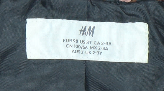 H&M Girls Multicoloured Floral Quilted Jacket Size 3 Years Padded