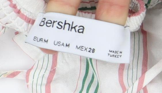 Bershka Womens Multicoloured Striped Playsuit Size 6 V-Neck Summer