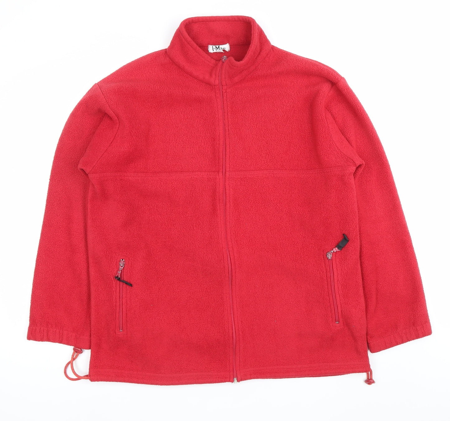 FM Jeans Women Red Fleece Full Zip Casual Jacket Size M