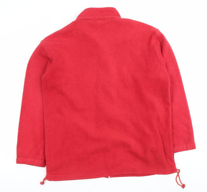 FM Jeans Women Red Fleece Full Zip Casual Jacket Size M