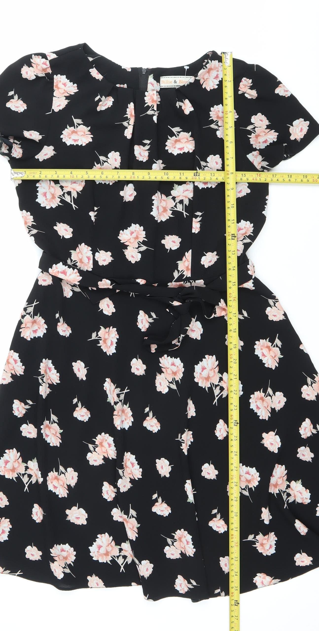 Dorothy Perkins Women’s Black Floral Wrap Dress Size 12 Knee Length