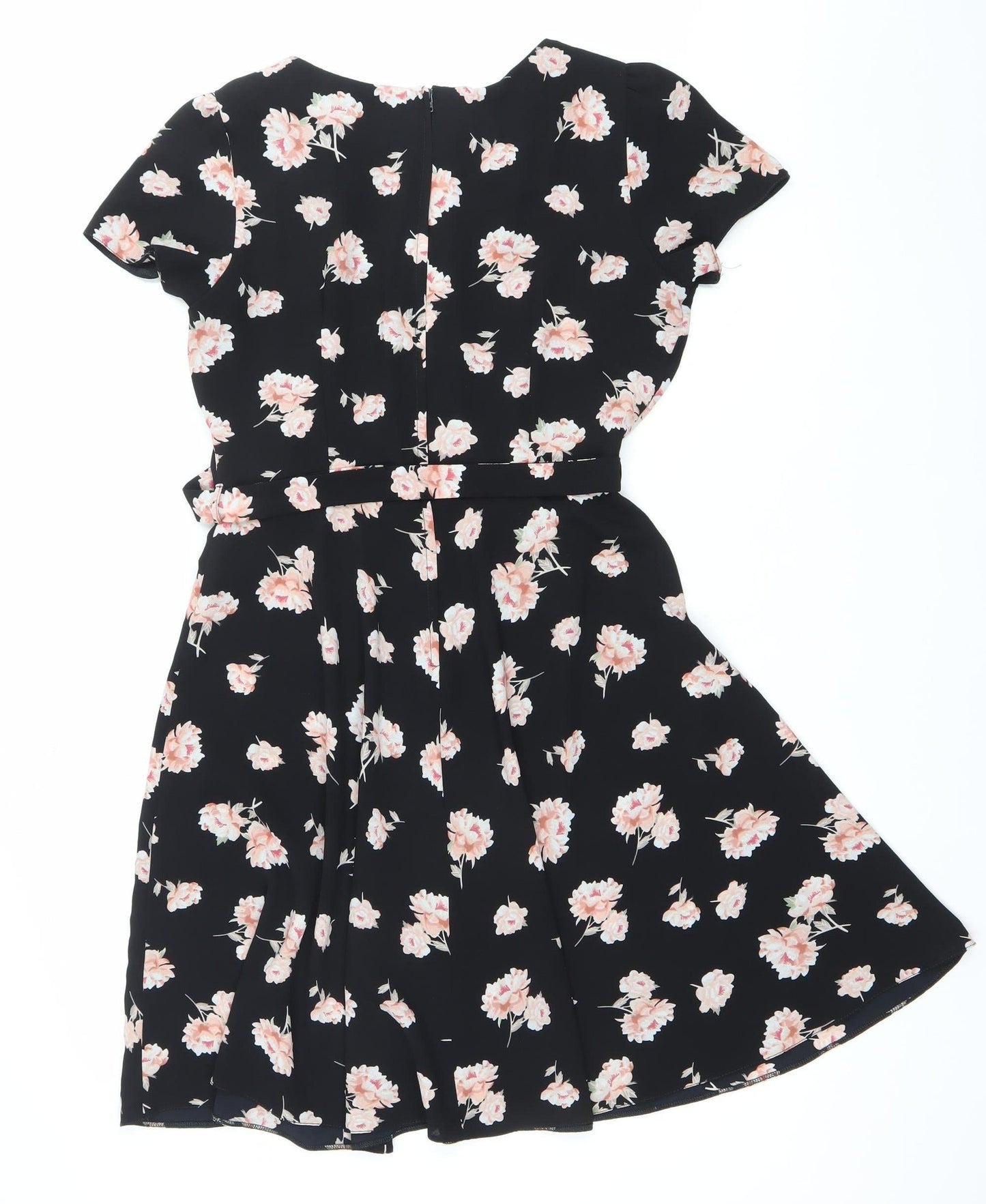 Dorothy Perkins Women’s Black Floral Wrap Dress Size 12 Knee Length