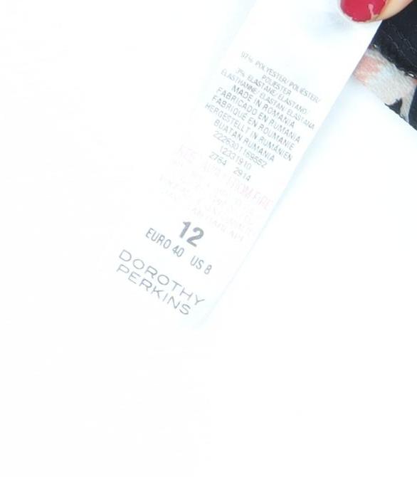 Dorothy Perkins Women’s Black Floral Wrap Dress Size 12 Knee Length