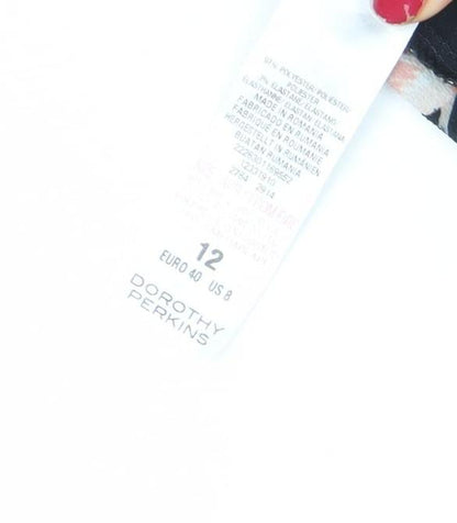 Dorothy Perkins Women’s Black Floral Wrap Dress Size 12 Knee Length