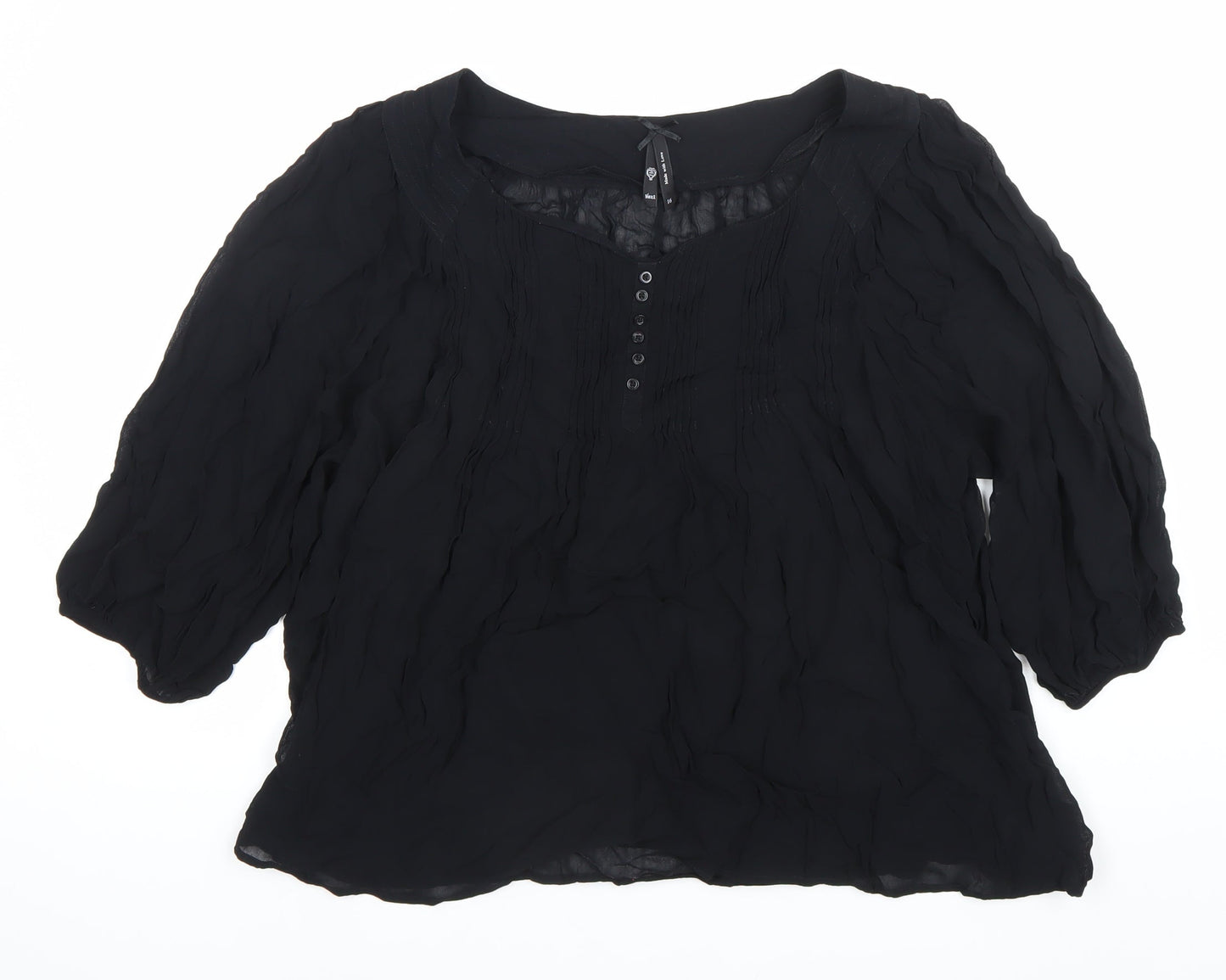 Womens UK Size 16 NEXT Black Tunic Blouse