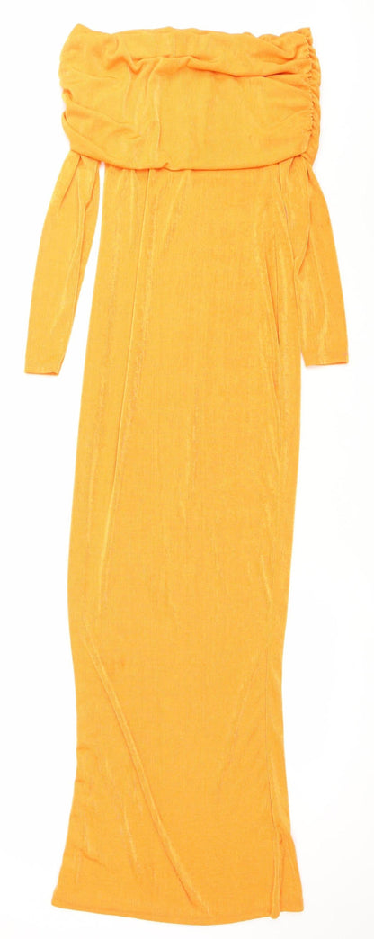 PrettyLittleThing Women’s Orange Strapless Bodycon Dress Size 8