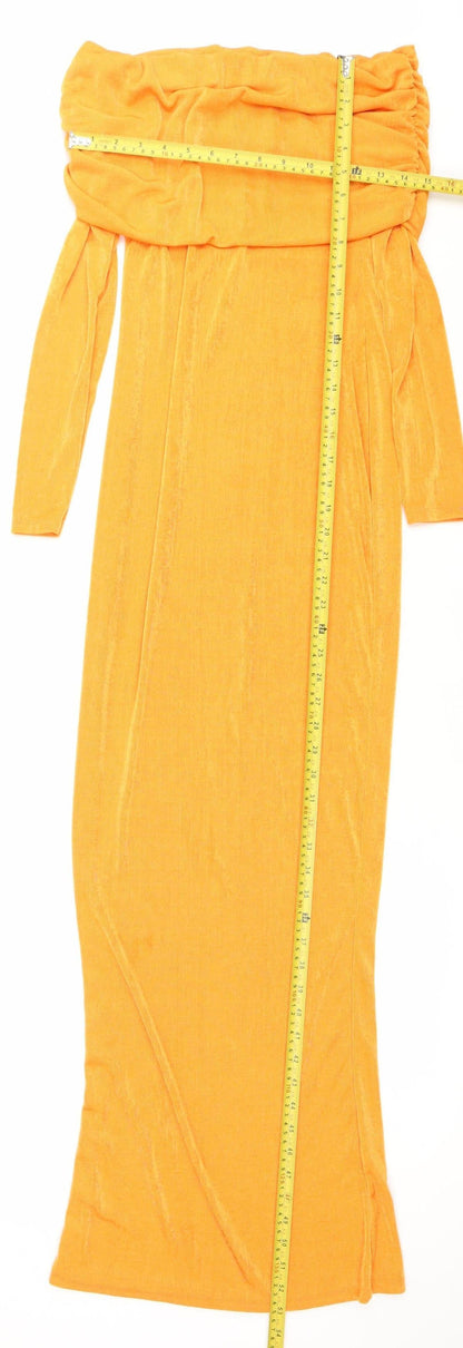 PrettyLittleThing Women’s Orange Strapless Bodycon Dress Size 8