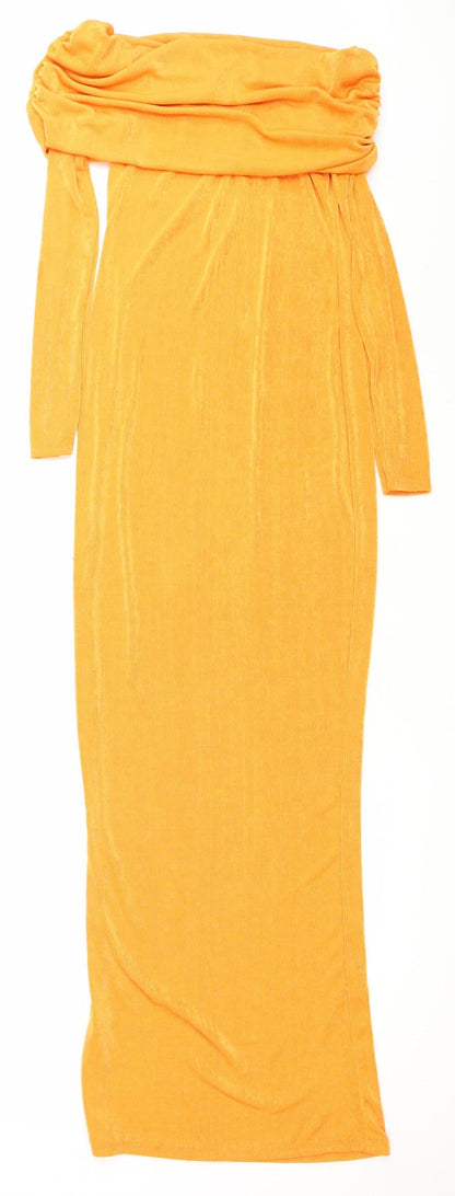 PrettyLittleThing Women’s Orange Strapless Bodycon Dress Size 8