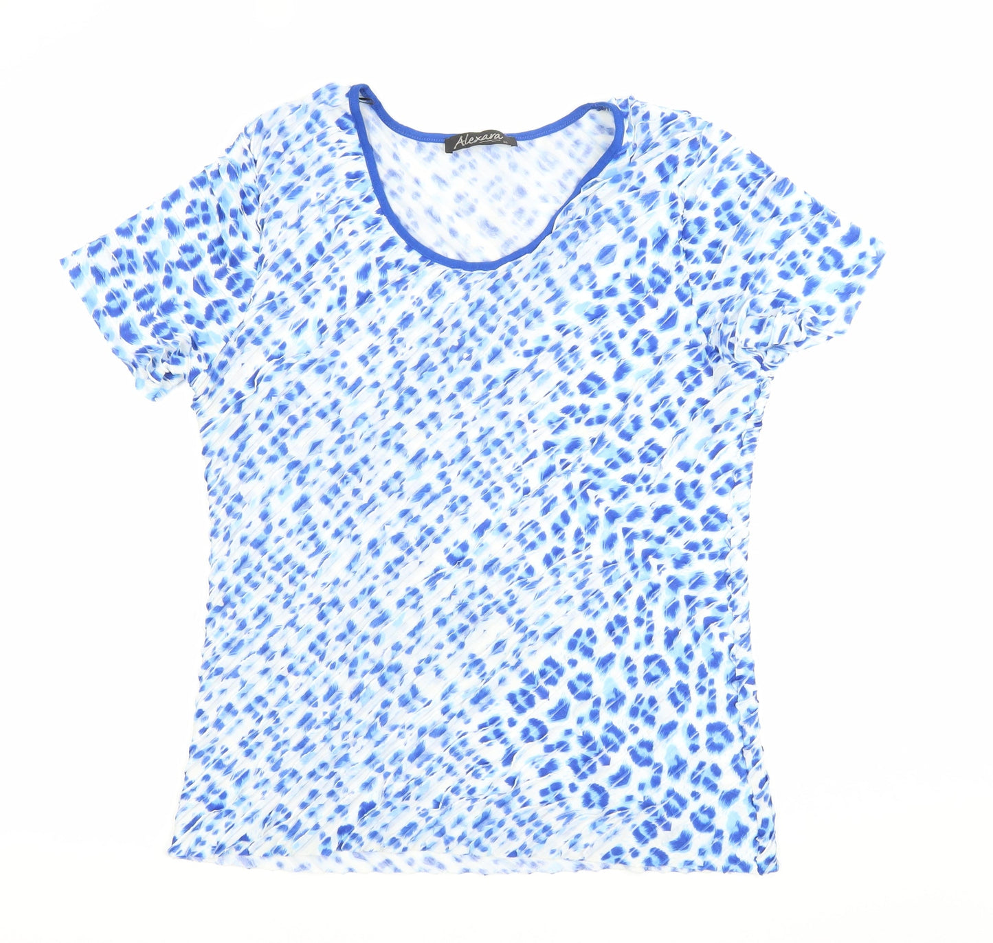 Alexara Women’s Blue Animal Print Scoop Neck T-Shirt Size 14