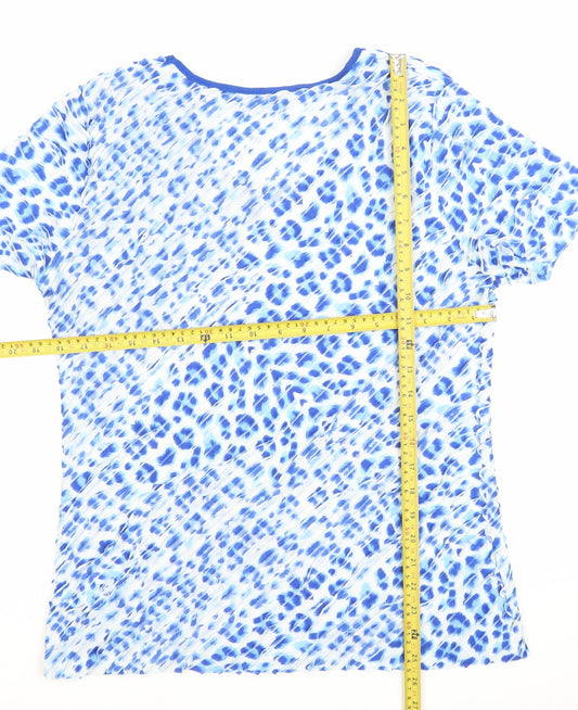 Alexara Women’s Blue Animal Print Scoop Neck T-Shirt Size 14