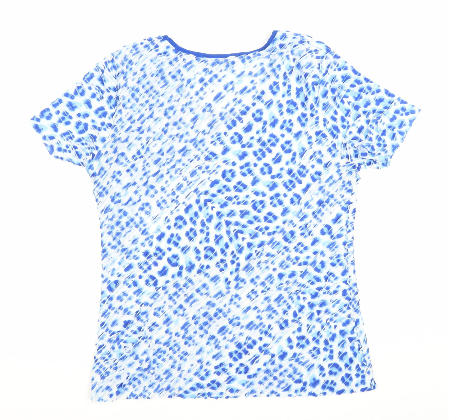 Alexara Women’s Blue Animal Print Scoop Neck T-Shirt Size 14