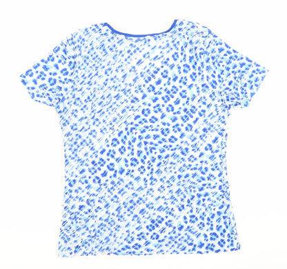 Alexara Women’s Blue Animal Print Scoop Neck T-Shirt Size 14