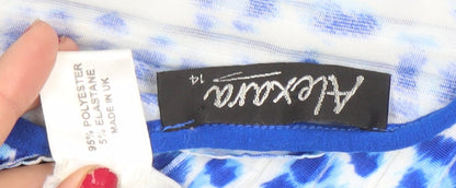 Alexara Women’s Blue Animal Print Scoop Neck T-Shirt Size 14