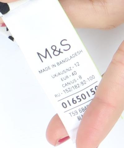 Marks and Spencer Women Black Animal Print Chino Shorts Size 12