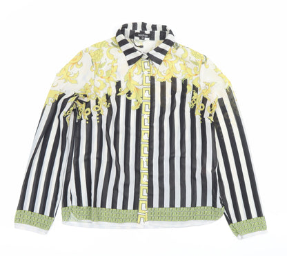 Boohoo Women’s XS Multicoloured Striped Baroque Button-Up Shirt