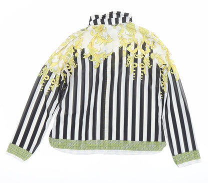 Boohoo Women’s XS Multicoloured Striped Baroque Button-Up Shirt