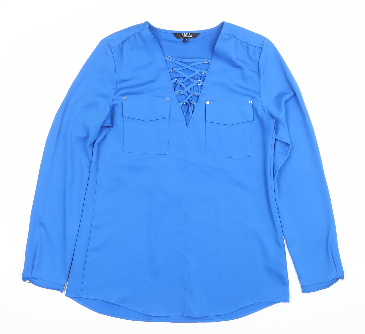 Womens UK Size 10 Star by Julien Macdonald Blue Tunic Blouse