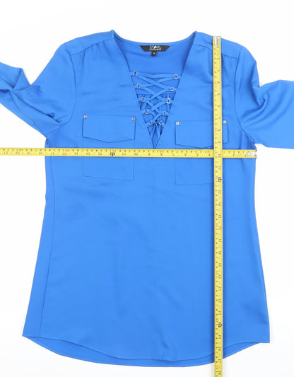 Womens UK Size 10 Star by Julien Macdonald Blue Tunic Blouse