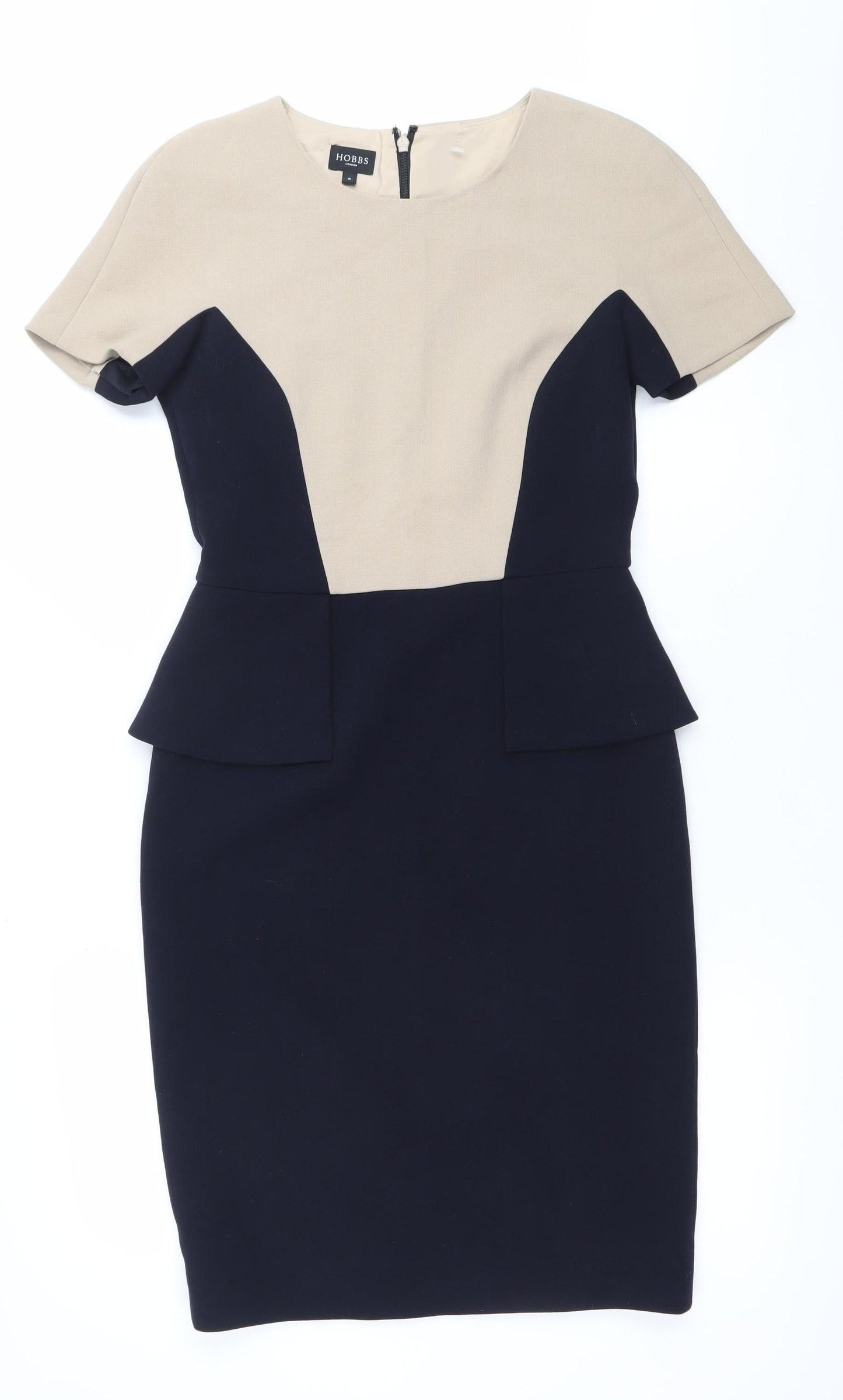 Hobbs Womens Beige Black Colourblock Sheath Work Dress UK 8