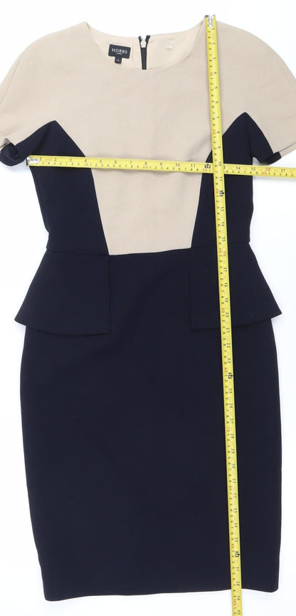 Hobbs Womens Beige Black Colourblock Sheath Work Dress UK 8