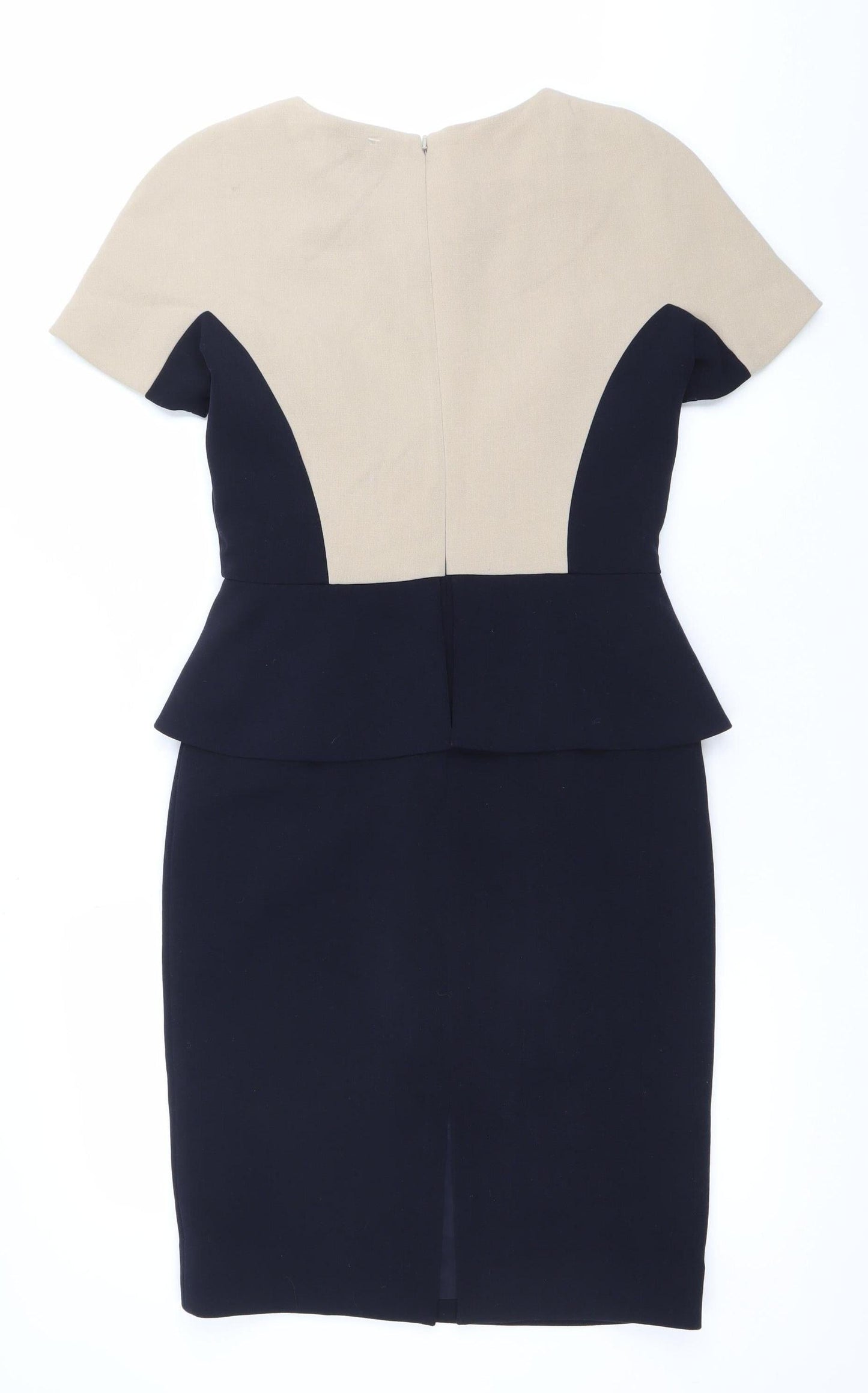 Hobbs Womens Beige Black Colourblock Sheath Work Dress UK 8