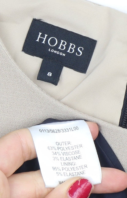 Hobbs Womens Beige Black Colourblock Sheath Work Dress UK 8