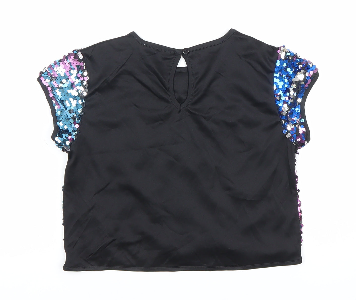 Miss Evie Girls Multicoloured Sequin Cropped Party T-Shirt 9-10 Years