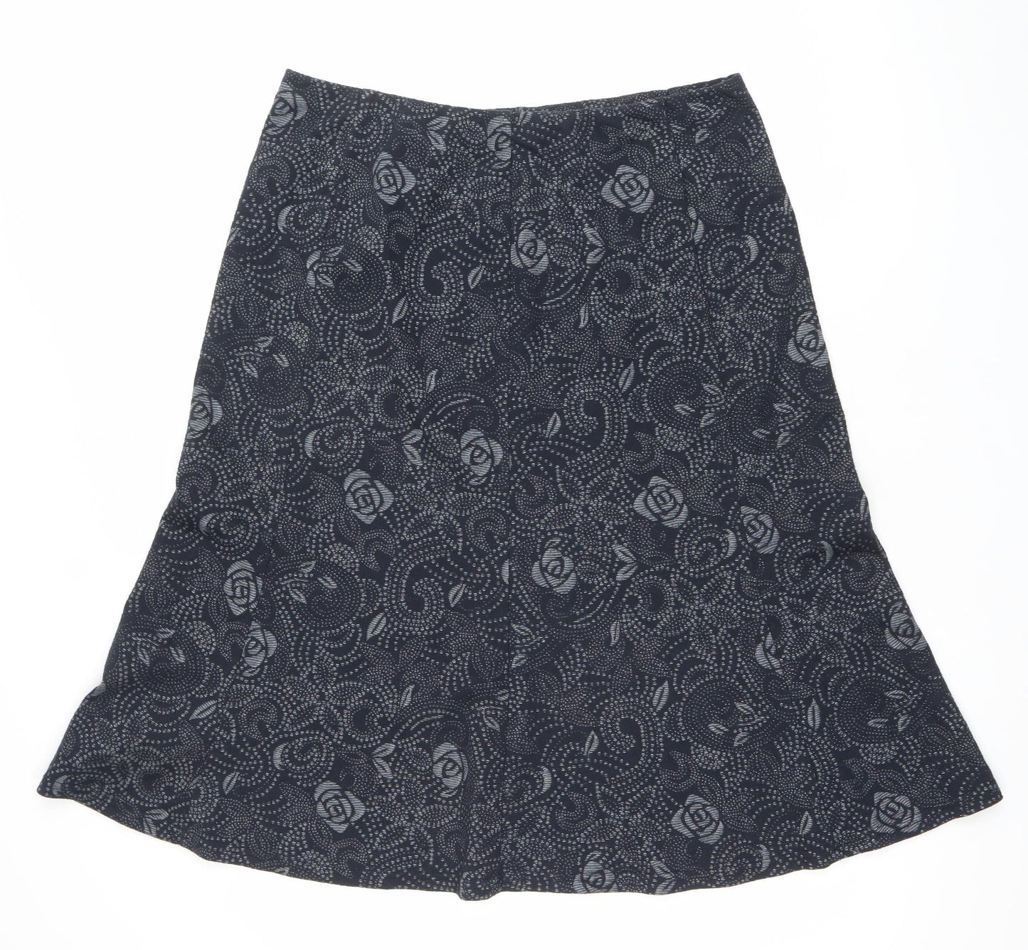 Bon Collection Women's Black Floral Pencil Skirt Size 14 Stretch Jersey