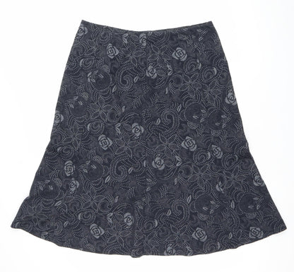 Bon Collection Women's Black Floral Pencil Skirt Size 14 Stretch Jersey