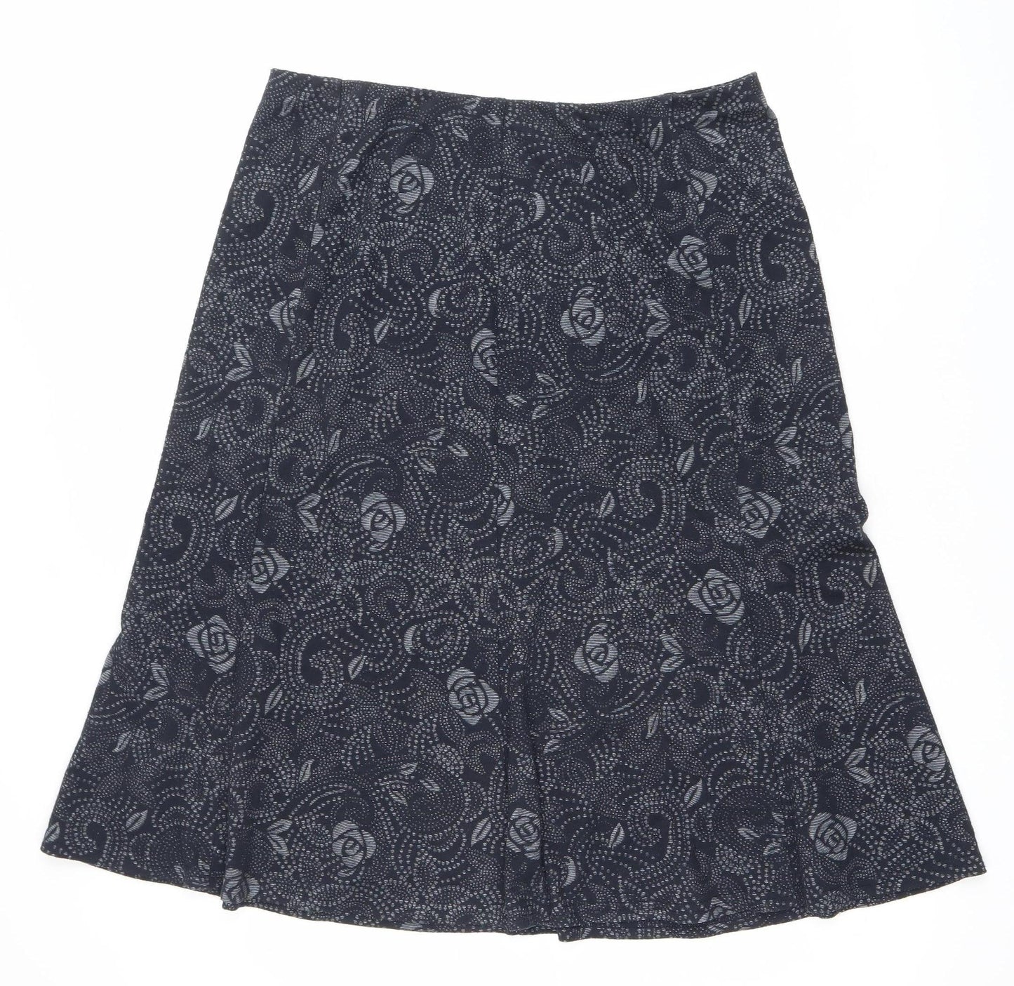 Bon Collection Women's Black Floral Pencil Skirt Size 14 Stretch Jersey