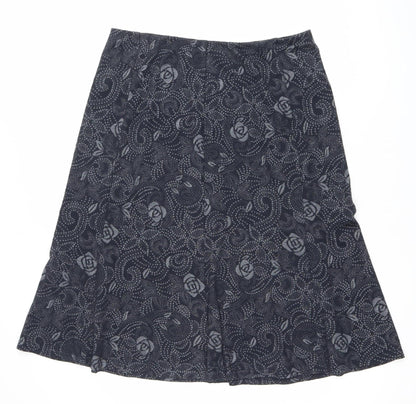 Bon Collection Women's Black Floral Pencil Skirt Size 14 Stretch Jersey