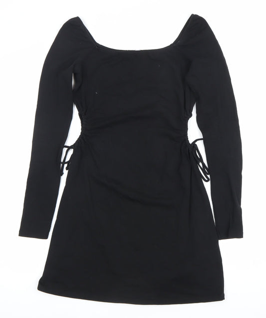 Hollister Women’s Black Bodycon Dress M Long Sleeve Square Neck