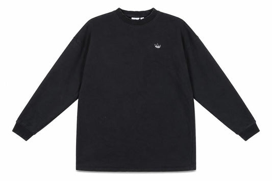 Front view of Adidas Women Black, size 8, Sweatshirt Crew Neck Rhinestone Logo