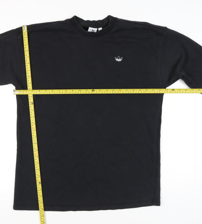 Adidas Women Black Size 8 Sweatshirt Crew Neck Rhinestone Logo