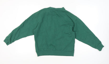 Slazenger Womens Green Logo Sweatshirt UK 8 Cotton Blend Crew Neck