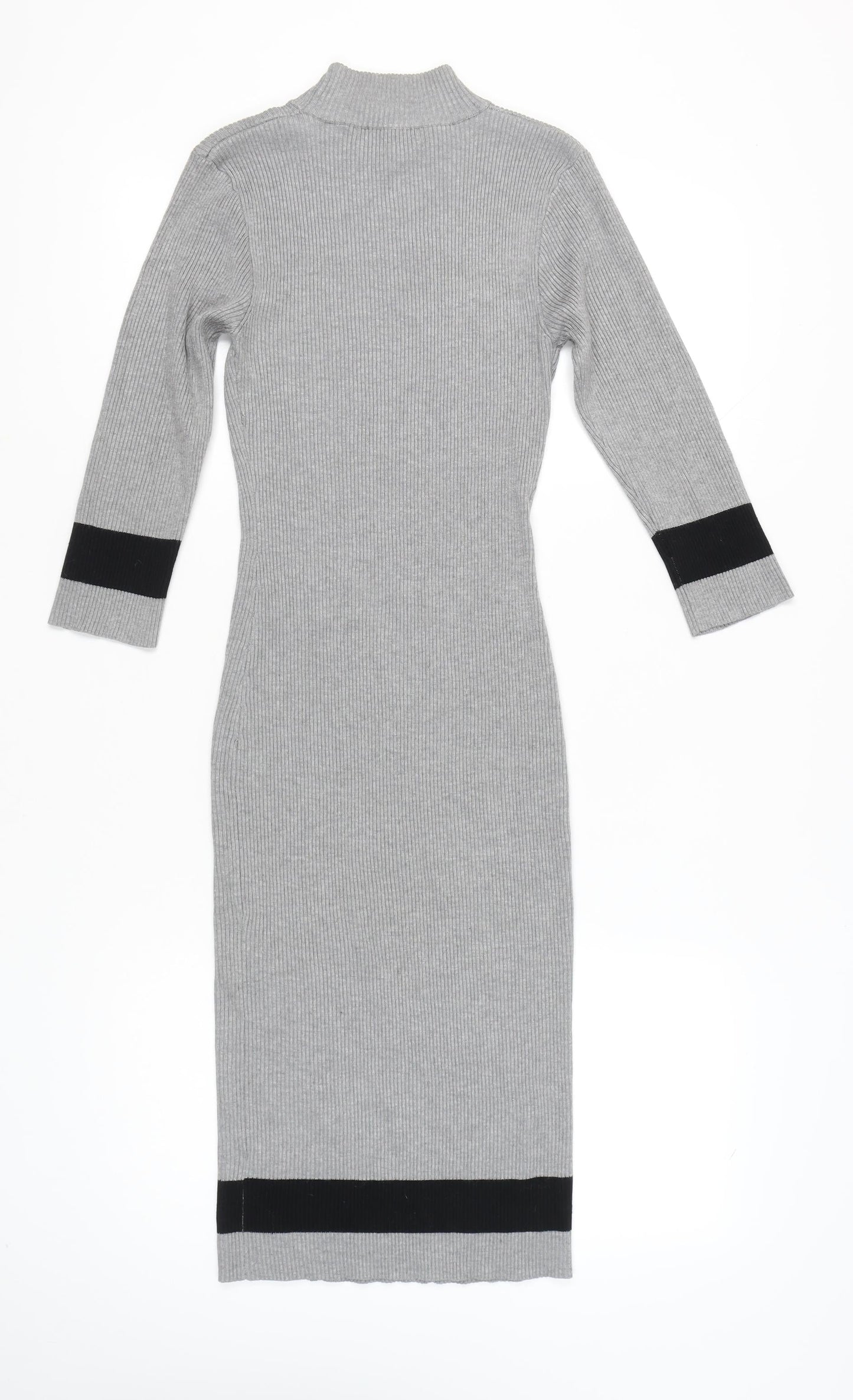 Stiletto's Women Grey Bodycon Knit Midi Dress L Long Sleeve