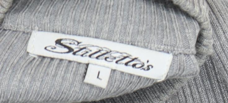 Stiletto's Women Grey Bodycon Knit Midi Dress L Long Sleeve