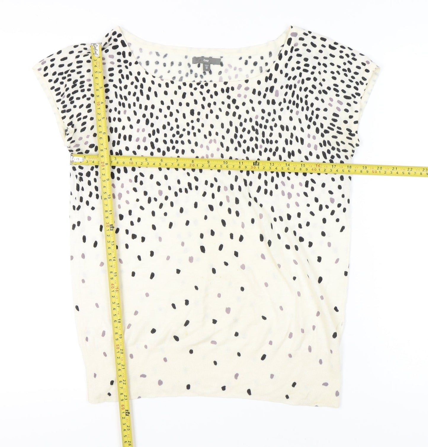 Gap Womens XS White Polka Dot Pullover Short Sleeve Jumper