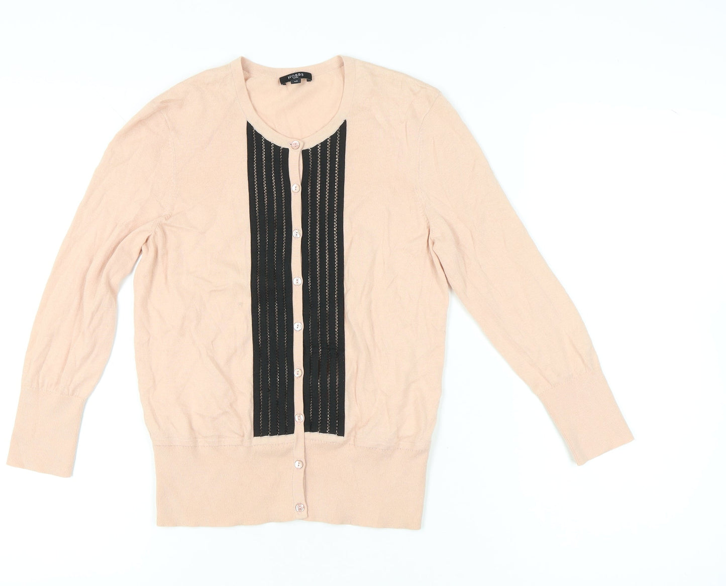 Hobbs Women’s Beige Cardigan Size 10 Crew Neck Knit Long Sleeve