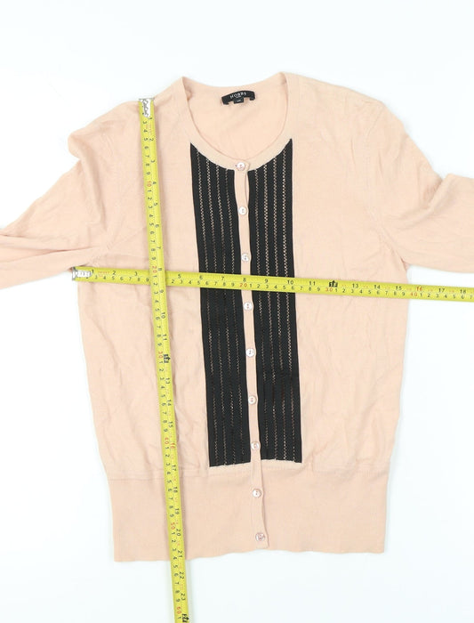 Hobbs Women’s Beige Cardigan Size 10 Crew Neck Knit Long Sleeve