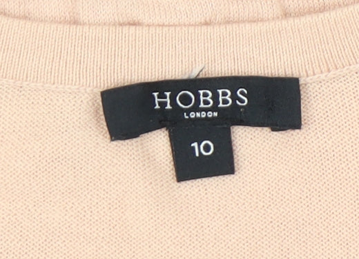 Hobbs Women’s Beige Cardigan Size 10 Crew Neck Knit Long Sleeve