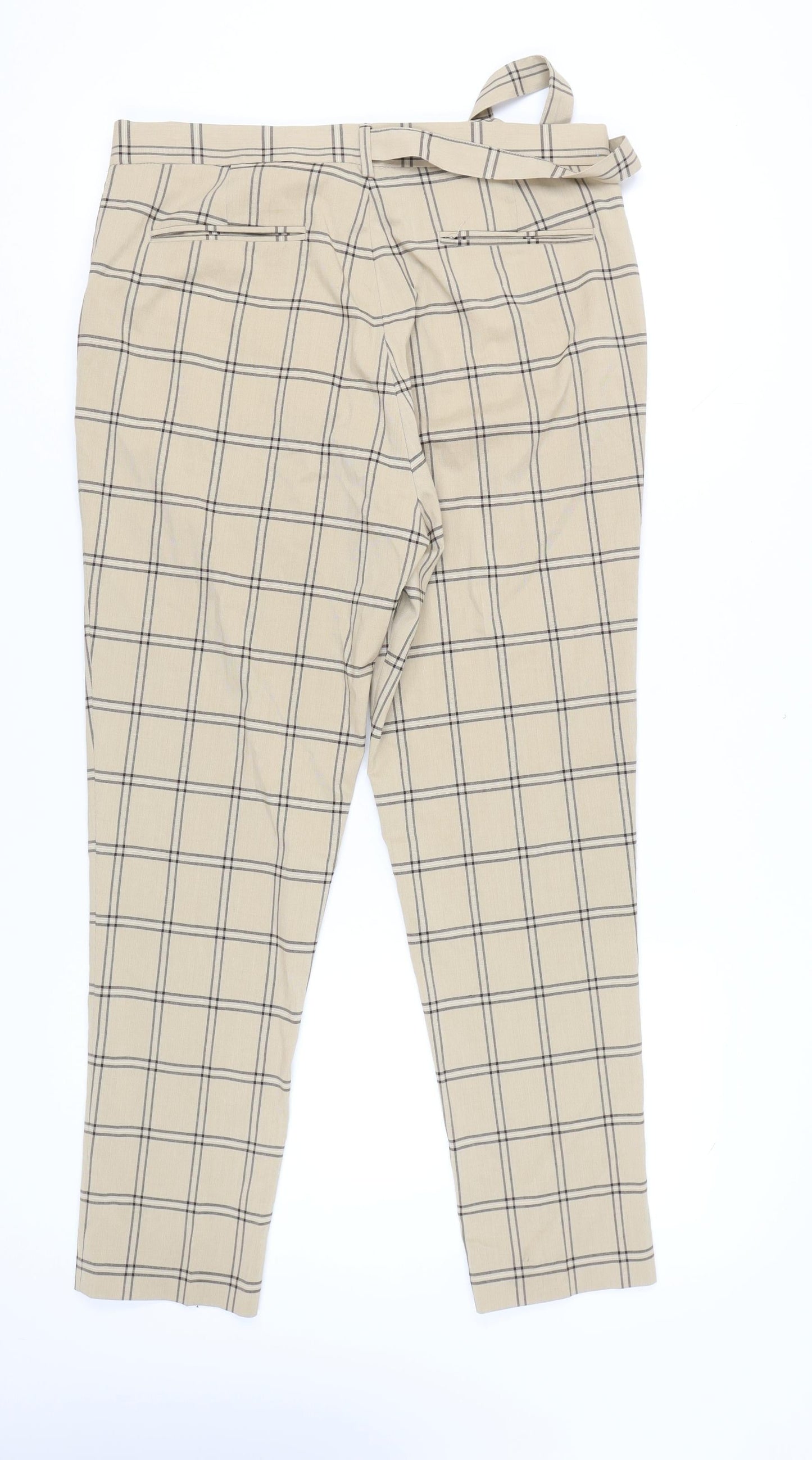 ASOS Design Mens Beige Checked Slim Chino Trousers Size L W36 L34