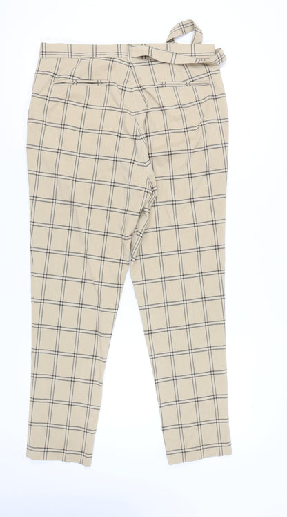 ASOS Design Mens Beige Checked Slim Chino Trousers Size L W36 L34