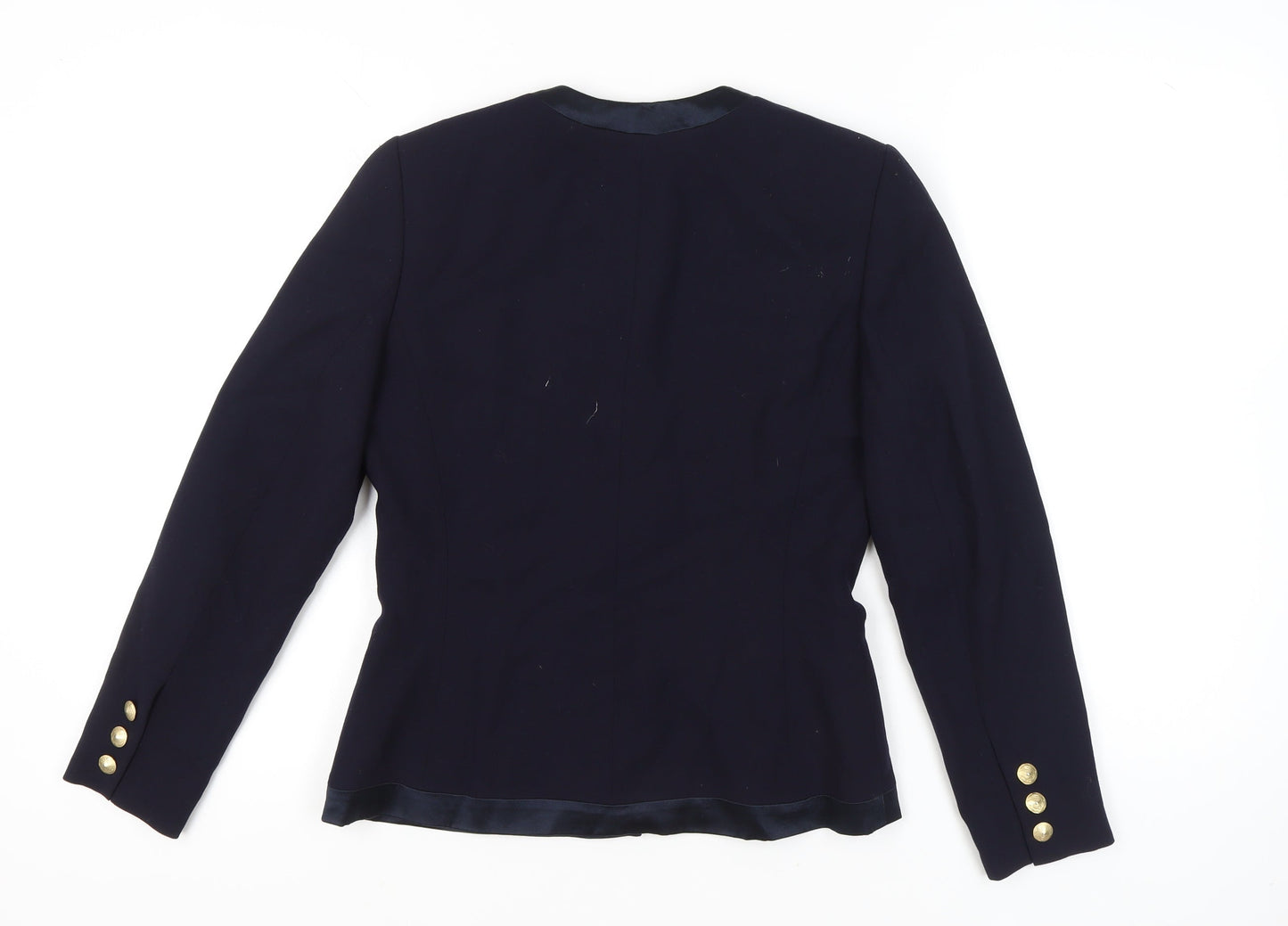 Jaeger Women’s Blue Wool Blazer Size 8 Six-Button Tailored Jacket